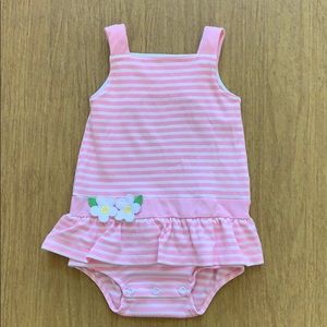 Florence Eiseman Baby Pink striped knit romper 9M